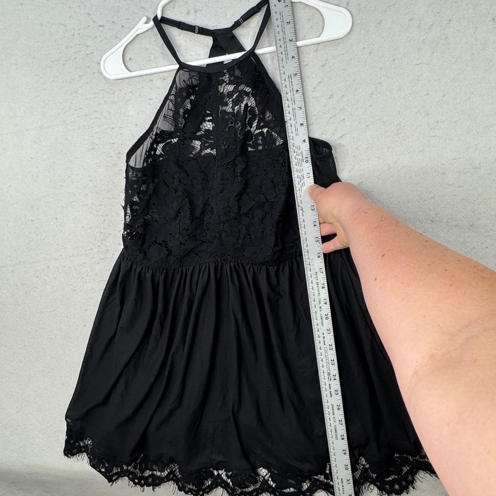 Torrid 1 Babydoll Lingerie 16/18 Black Lace Mesh Halter Strappy Goth Romantic - Picture 6 of 13